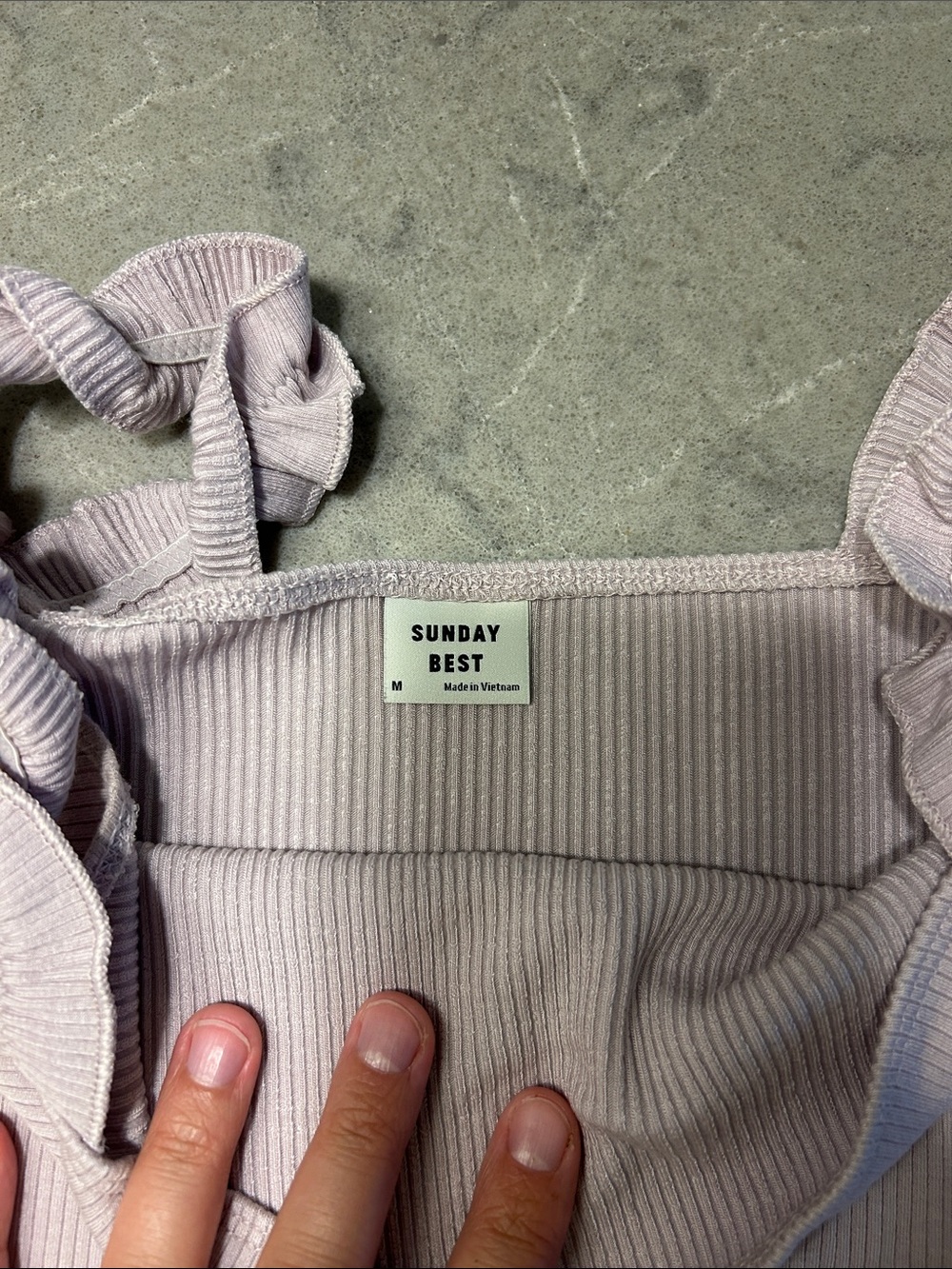 Sunday Best Lilac Ribbed Ruffle-Strap One-Piece - Picture 2 of 2